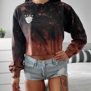 Custom Obey Bleached Crop Long Sleeve Top